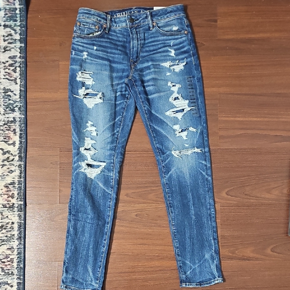 American Eagle Outfitters Ripped Blue Skinny Jeans